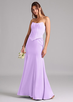 Azazie Ximena Bridesmaid Dresses Lilac Mermaid Corset Stretch Satin Convertible Dress image1