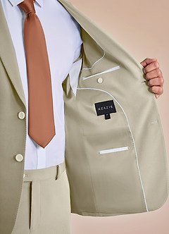 front James Tan Structured Stretch Suit Jacket