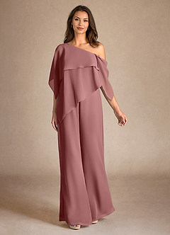 Azazie Halima Mother of the Bride Dresses Desert Rose Jumpsuit/Pantsuit Side Slit Chiffon Dress image4