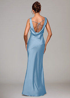 Azazie Rylina Bridesmaid Dresses Powder Blue Mermaid Stretch Satin Dress image6