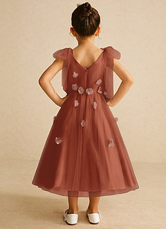 Azazie Minia Flower Girl Dresses Auburn A-Line Bow Matte Satin Dress image6