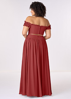 Barbie ♥ Azazie Jurken voor bruidsmeisjes Converteerbaar Jurk van Chiffon met A-Lijn Off the Shoulder Roest image9