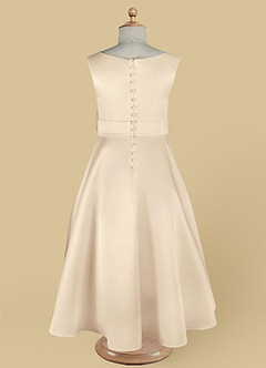 Azazie Lindy Flower Girl Dresses Champagne A-Line Pleated Matte Satin Dress image14