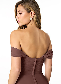 Azazie Kaitlynn Vestidos de damas de honor Vestido de Expresado de Gasa de Imperio Convertible con Fruncido image6