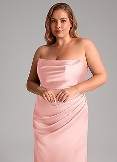 Azazie Leonis Final Sale Sangria Mermaid Pleated Stretch Satin Convertible Dress image10