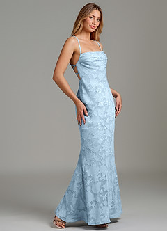Azazie Ola Brautjungfernkleider Meerjungfrau-Linie Korsett Blumen-Burnout Kleid Himmelblau image3