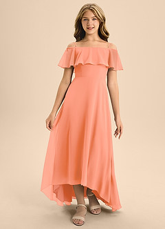 Azazie Maggie Junior Sunset A-Line Off the Shoulder Chiffon Dress image5