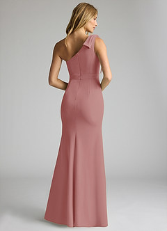 Azazie Rinna Bridesmaid Dresses Dusty Rose Mermaid One Shoulder Stretch Crepe Dress image2