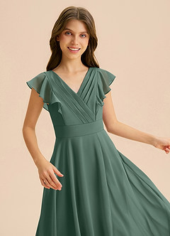 Azazie Anysa Junior Robe Trapèze en Mousseline de soie Rayé Mousse De Mer image7