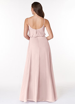 Azazie Lupe Bridesmaid Dresses Blushing Pink A-Line Scoop Blouson Chiffon Dress image2
