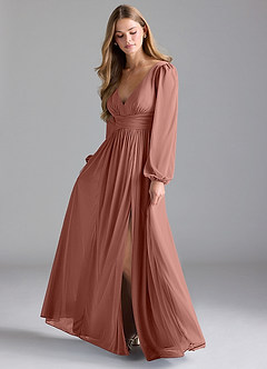 Azazie Norah Bridesmaid Dresses Cedar Rose A-Line Mesh Dress image1