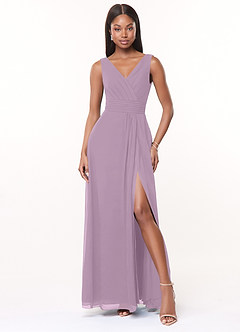 Azazie Karina Bridesmaid Dresses Wisteria A-Line Pleated Chiffon Dress image1