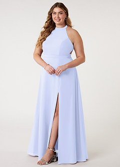 Azazie Clarice Bridesmaid Dresses Lavender A-Line Halter Chiffon Dress image11