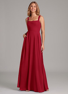 Azazie Shaude Bridesmaid Dresses Scarlet A-Line Pleated Chiffon Dress image3
