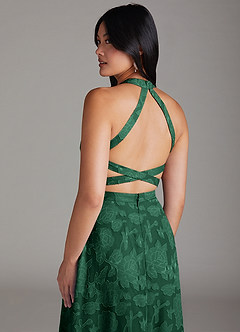 Azazie Clarice Jurken voor bruidsmeisjes Jurk van Bloemen Burn-out met A-Lijn Zijsplit Donkergroen image6