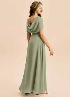 Azazie Emma Junior Robe Trapèze en Mousseline de soie Plissée Pistache image6