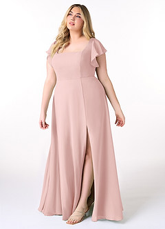 Azazie Bondi Bridesmaid Dresses Powder Pink A-Line Ruffled Chiffon Dress image9