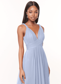 Azazie Maren Bridesmaid Dresses Ice A-Line Pleated Chiffon Dress image6