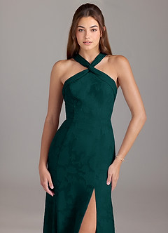 Azazie Rue Bridesmaid Dresses Pine A-Line Pleated Floral Burnout Dress image5