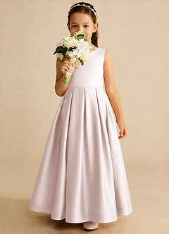 Azazie Cailee Flower Girl Dresses Rose Petal Ball-Gown Pleated Matte Satin Dress image3