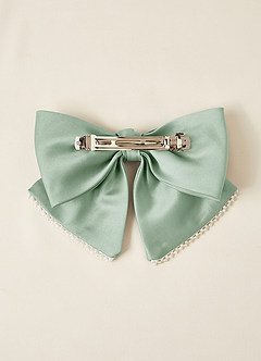 front Matching Color Satin Pearl Bow Hair Clip