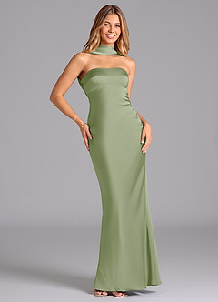 Azazie Lusinda Brudtärnklänningar Klä av Sjöjungfru i Stretch Satin Axelbandslös Dusty Sage image3