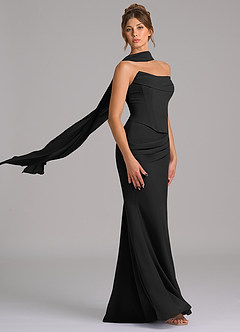Azazie Sorrel Bridesmaid Dresses Black Mermaid Corset Chiffon Dress image3