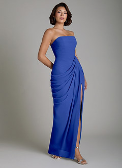 Azazie Nyra Bridesmaid Dresses Royal Blue Sheath Corset Chiffon Dress image7