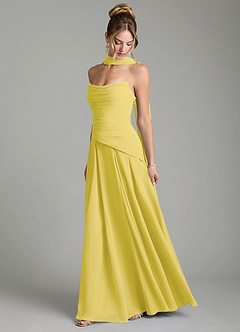 Azazie Gabriela Brautjungfernkleider Eine Linie Korsett Chiffon Kleid Kanarienvogel image4