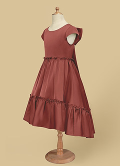 Azazie Lee Flower Girl Dresses Auburn A-Line Bow Stretch Satin Dress image8