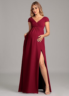 Azazie Allessia Abiti da damigella d'onore premaman Abito A-Line Plissettato Chiffon Floor-Length image3