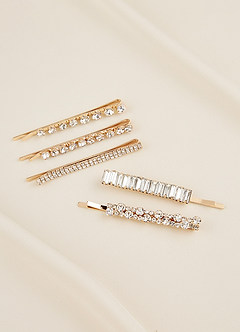 front Assorted Rhinestone Hair Clip Set