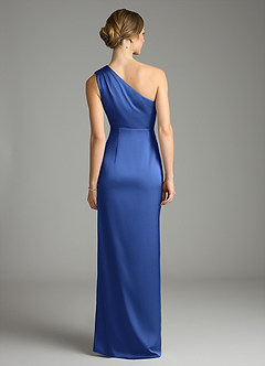 Azazie Emorie Final Sale Royal Blue Sheath One Shoulder Stretch Satin Dress image6
