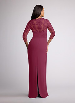 Azazie Joan Mother of the Bride Dresses Mulberry Sheath V-Neck Lace Chiffon Dress image4