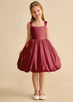 Azazie Nirvana Robe Demoiselle D'honneur Fillette Robe Princesse en Mat Satiné Rayé Grenade image2