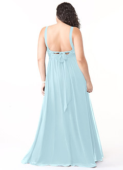 Azazie Aziza Bridesmaid Dresses Cloud Blue A-Line V-Neck Pleated Chiffon Dress image8