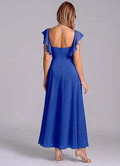 Azazie Leilani Bridesmaid Dresses Royal Blue A-Line Ruched Chiffon Dress image2