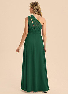 Azazie Skye Junior Vestido Verde Oscuro de Gasa de Corte en A con Plisado image2
