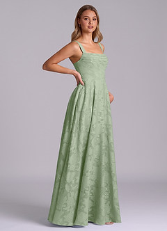 Azazie Shaude 신부 들러리 드레스 A라인 주름진 플로럴 번아웃 바닥 길이 드레스 image7