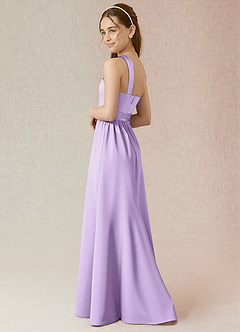 Azazie Jiya Junior Lilac A-Line Pleated Stretch Satin Dress image3