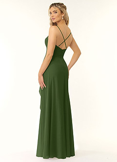 Azazie Naeem Vestidos de madrinha de casamento Vestir Oliva de Chiffon de Linha A com Ruched image4
