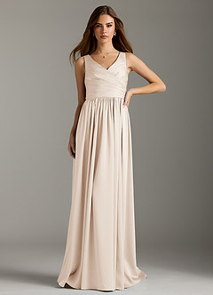 Azazie Keyla Bridesmaid Dresses White Alabaster A-Line Pleated Stretch Satin Dress image3