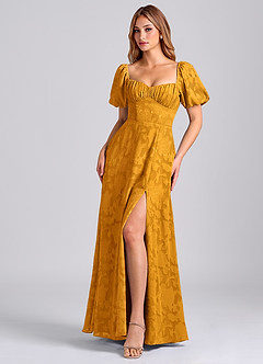 Azazie Mirian Brudtärnklänningar Klä av A-Linje i Blommig Utbrändhet Älskling Halsringning Knäck image4