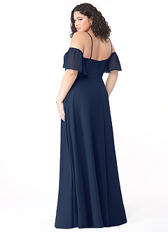 Azazie Sue Bridesmaid Dresses Dark Navy A-Line Off the Shoulder Chiffon Convertible Dress image5