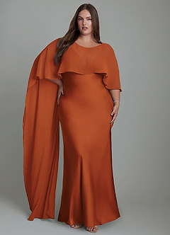Azazie Stefania Robes de demoiselle d'honneur Robe Trapèze en Satin extensible Cannelle image9