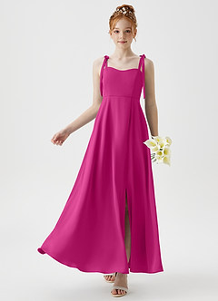 Azazie Rosey Junior A-Linie Herzausschnitt Stretch-Satin Kleid Fuchsia image1