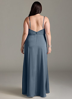 Azazie Brielle Bridesmaid Dresses Twilight A-Line Cowl Spaghetti Straps Stretch Satin Dress image7