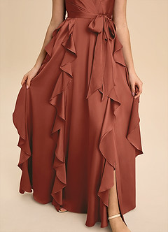 Azazie Peyton Junior Auburn A-Line Pleated Stretch Satin Dress image6