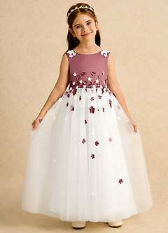 Azazie Eleni Sukienki dla dziewczynek sypiących kwiaty Suknia balowa Ukłon Tiul Długość kostki Sukienka image4
