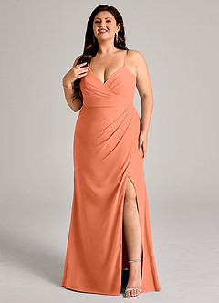 Azazie Maci Bridesmaid Dresses Sunset Sheath Pleated Chiffon Dress image8